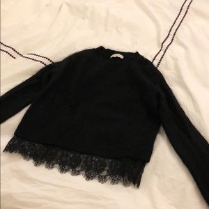 Sandro angora sweater with lace details